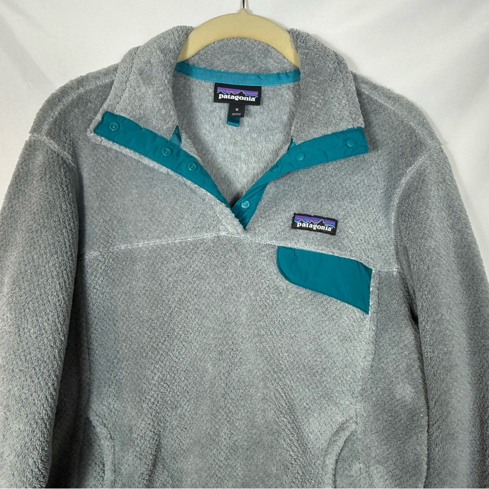 Patagonia Women’s Retool Snap-T Fleece Pullover Gray & Teal. Size Medium. NWOT - Picture 4 of 16
